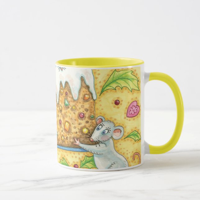 Caneca Camundongos de Natal bonitos Carregando um deserto (Direita)