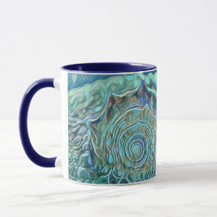 Caneca Cana azul na pintura espumante