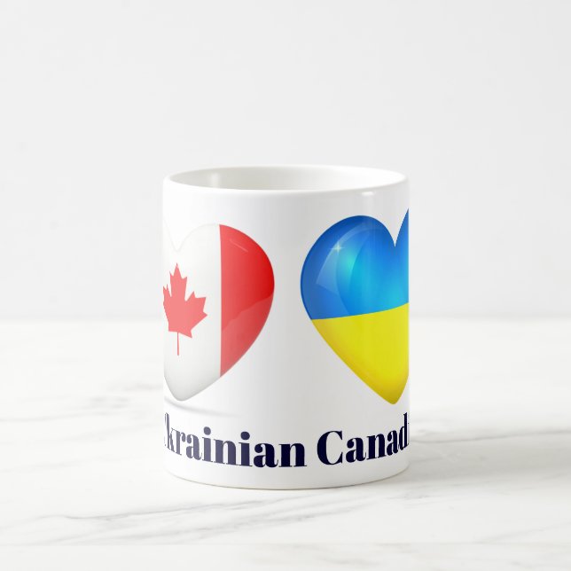 Caneca canadense ucraniana do coração da bandeira (Centro)