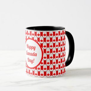 Caneca Canadian Flag Heart Maple Leaf Patterno Canadá