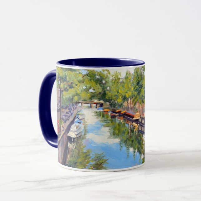 Caneca Canal de Ámsterdam na Luz Quente   (Frente Esquerda)