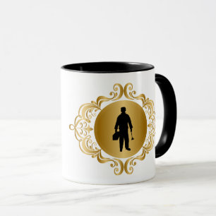 Caneca Canalizador Elegante Nome Preto Silhouette Mug