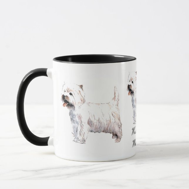 Caneca Câncer Cerâmico Terrier Branco da West Highland (Esquerda)
