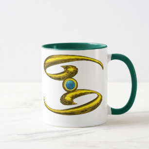 Caneca CANCER,DOURADO SINAL DE ANIVERSÁRIO ZODIAC Opale G
