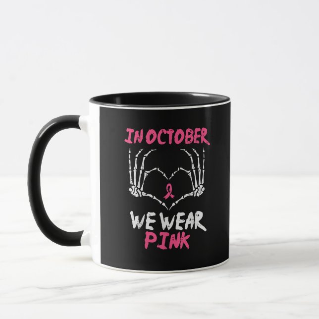 Caneca Cancer Mama Esqueleto Mão Coração Mão Vestimos Mul (Esquerda)