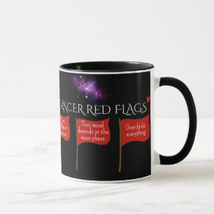 Caneca Cancer Red Flagy Astrology Mug Zodiac Gift Engra