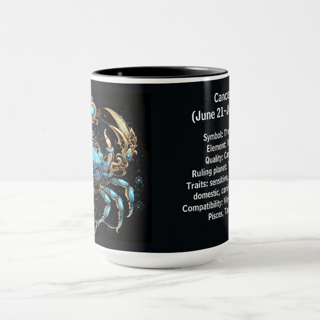 Caneca Cancer Zodiac Art for June 21–July 22 (Centro)