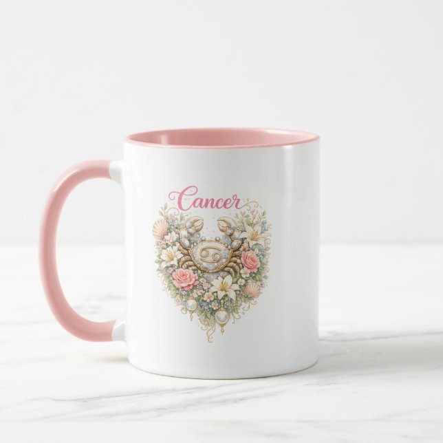 Caneca Cancer Zodiac Floral Heart Mug – Romantic Astrolog (Esquerda)