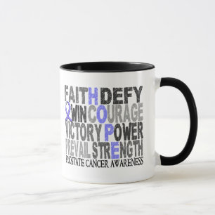 Caneca Cancro da próstata da colagem da palavra da