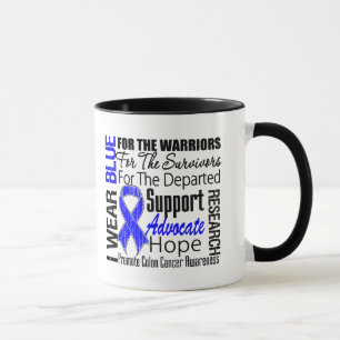 Caneca Cancro do cólon eu visto o TRIBUTO da fita azul