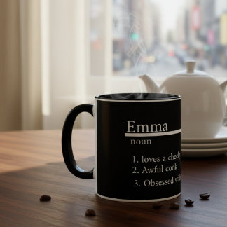 Caneca “Caneca de Café em Seda Cinza com Nome Personaliza