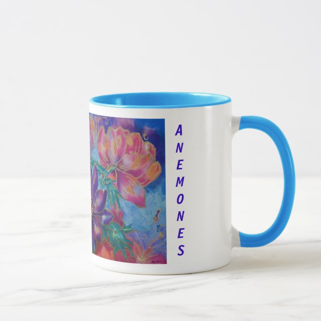 Caneca Canecas, florais, anêmonas, paainting (Direita)