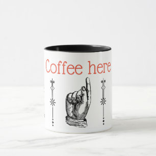 Caneca caneta apontadora com dedo do vintage