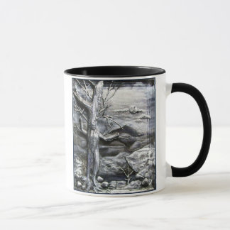 Caneca Caneta de café preto e branco 3D Treeman