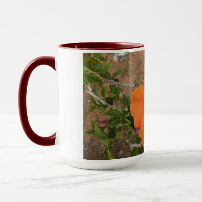 Caneca Caneta de Orange Hibiscus - escolha estilo e cor (Esquerda)