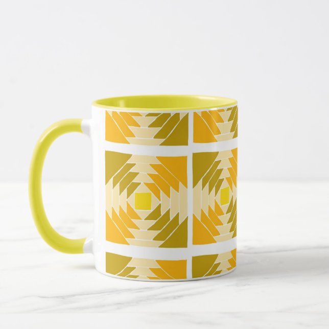 Caneca Caneta de padrão amarelo (Esquerda)