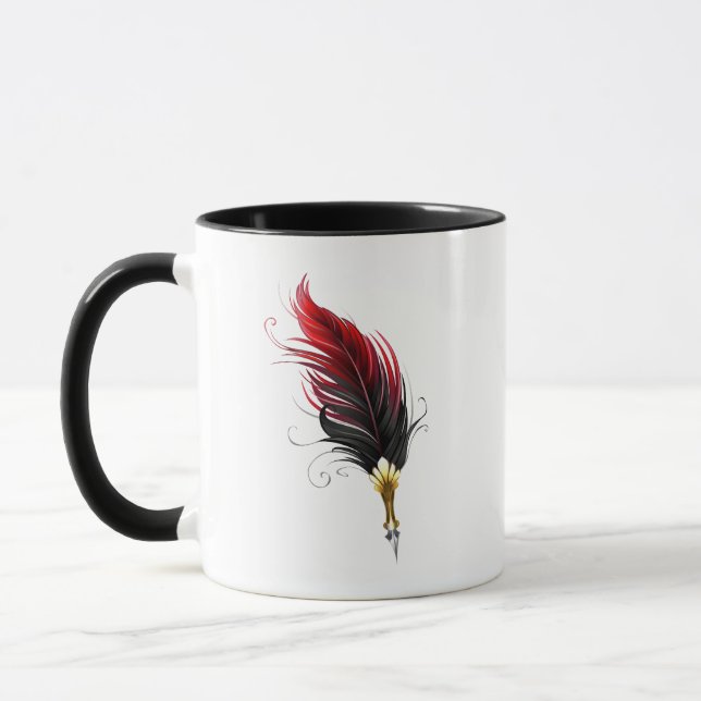 Caneca Caneta de penas vermelhas com ninho de ouro (Esquerda)