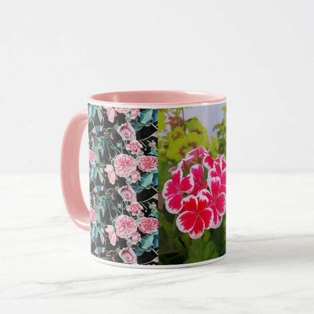 Caneca Caneta Floral De Foto Flor De Geranium Pelargonium (Frente Esquerda)