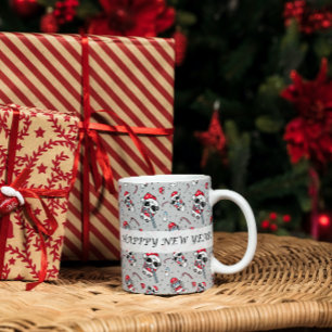 Caneca caneta padrão do feliz ano novo panda