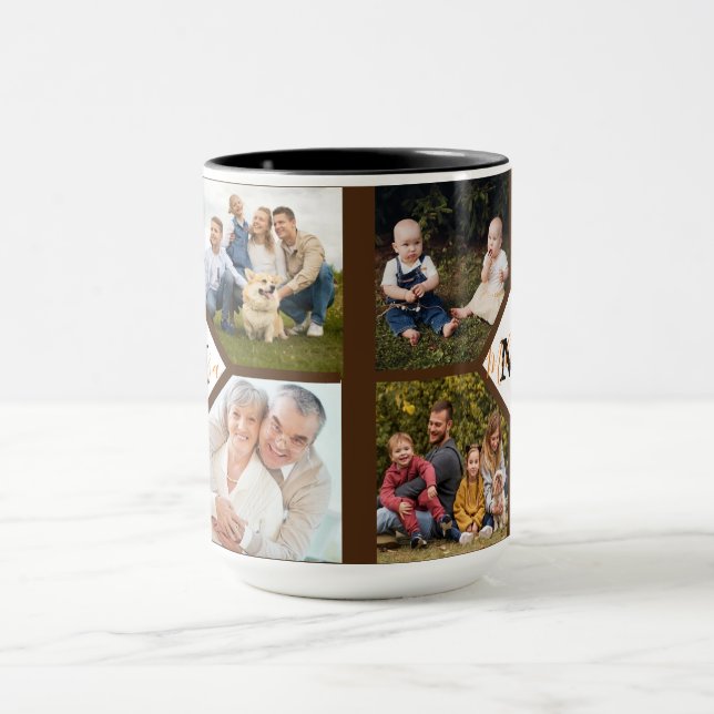 Caneca Caneta personalizada de fotos da família (Centro)