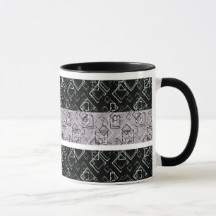 Caneca Caneta preta e retro de cinza