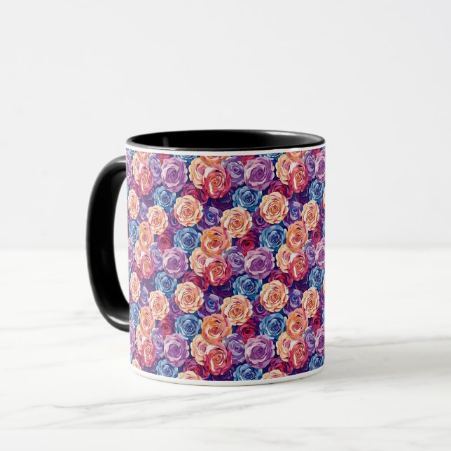 Caneca Caneta Romântica Floral Romântica Elegante (Frente Esquerda)
