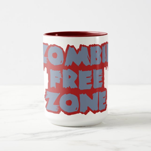 Caneca Caneta Zombie Free Zone - escolha estilo e cor (Centro)