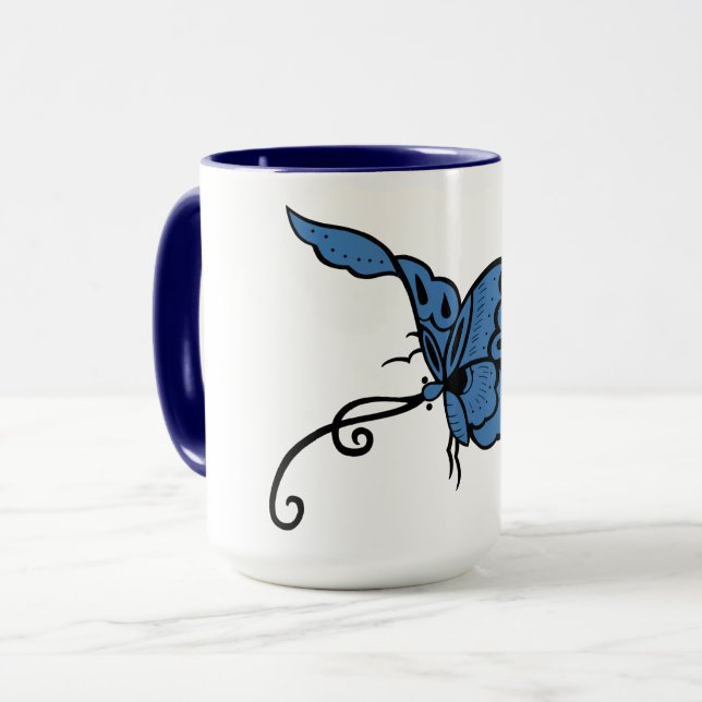 Caneca Canhão de Borboleta Azul (Frente Esquerda)