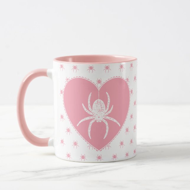 Caneca Canhão de Coração de Aranha Rosa (Esquerda)