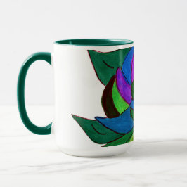 Caneca Canhão de Flor Azul e Verde