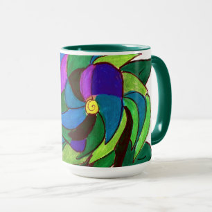 Caneca Canhão de Flor Azul e Verde