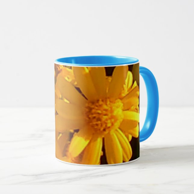 Caneca Canhão de girassol amarelo 11 oz (Frente Esquerda)