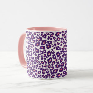 Caneca Canhão Selvagem de Impressão Leopardo Rosa e Púrpu