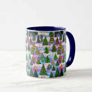 Caneca Canina de árvores de Natal e de neve