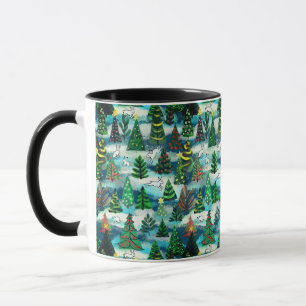 Caneca Canina de árvores de Natal e de neve