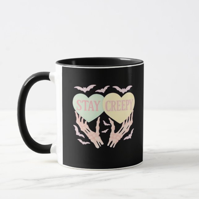 Caneca Cansado - Mão De Esqueleto Segurando Corações Doce (Esquerda)