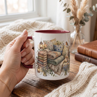 Caneca Cantinho de leitura personalizado em aquarela