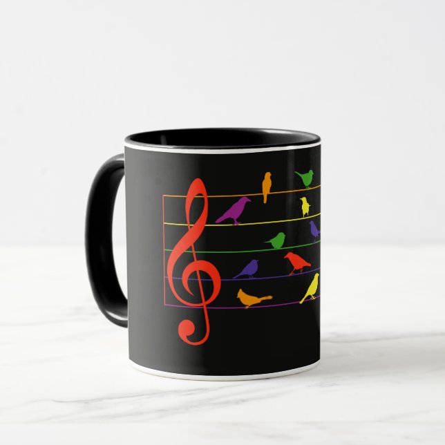 Caneca Canto de Pássaro, desenho colorido (Frente Esquerda)
