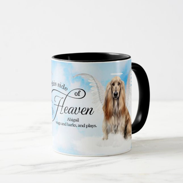 Caneca Cão Afghan Hound no Céu Memorial Personalizado (Frente Esquerda)