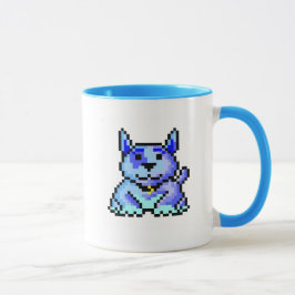 Caneca Cão azul legal do pixel