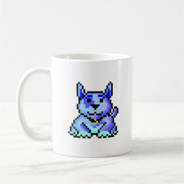 Caneca Cão azul legal do pixel