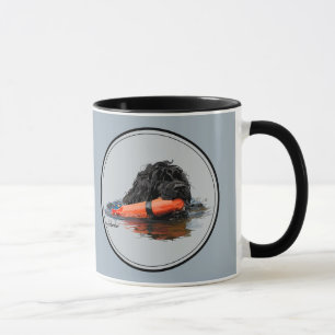 Caneca Cão de água português com pára-choque alaranja