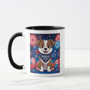 Caneca Cão de Bandeira Americano "Patriotic Pup Brew" Gif