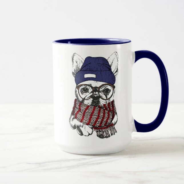 Caneca Cão de Bull do francês do hipster (Direita)