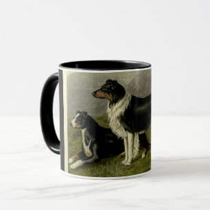 Caneca Cão de carneiros de border collie do vintage