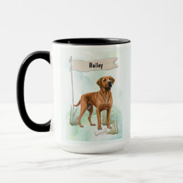 Caneca Cão de Crista Rodésio Aquarela Personalizado