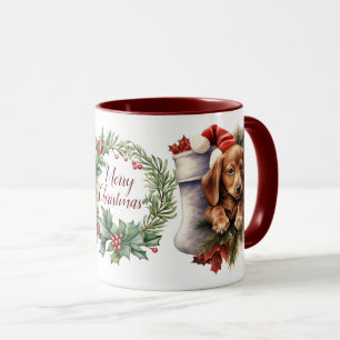 Caneca Cão de Natal, Feliz, Cachorro