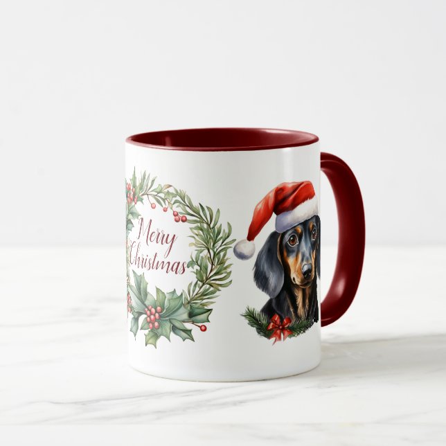 Caneca Cão de Natal, Feliz, Cachorro (Frente Esquerda)