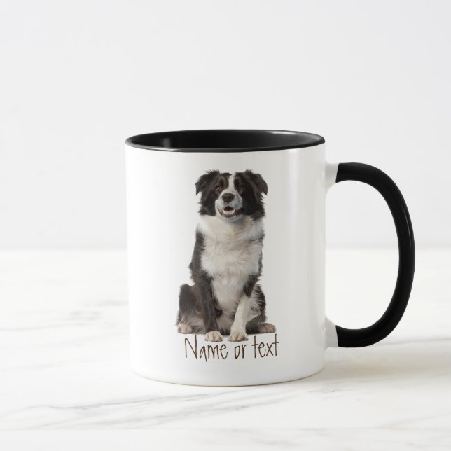 Caneca Cão de Pet de Collie de Borda de Água Personalizad (Direita)