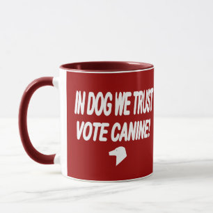 Caneca Cão de Voto com Texto Branco